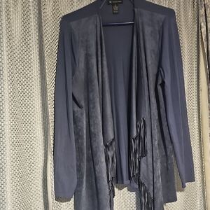 INC Navy Cardigan with Fringe Accents